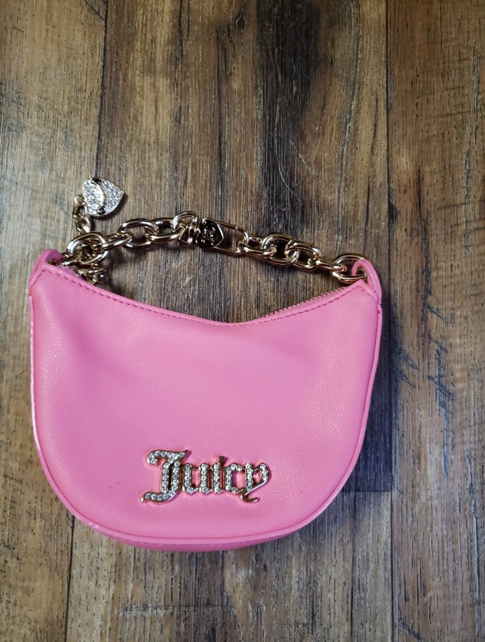 Juicy Couture Pink Mini Hobo Shoulder Bag with Gold Chain